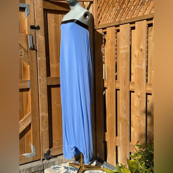 🆕 RAT & BOA 🧿 NWOT Antonie Blue Draped Maxi Dress with Leather Belt, Sz S / M - Picture 4 of 15